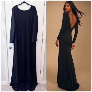 Lulus Wait For Me Black Long Sleeve Maxi Dress NWT Women’s Size 3X Formal